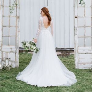 Long Sleeve Lace Wedding Dress with Low Back